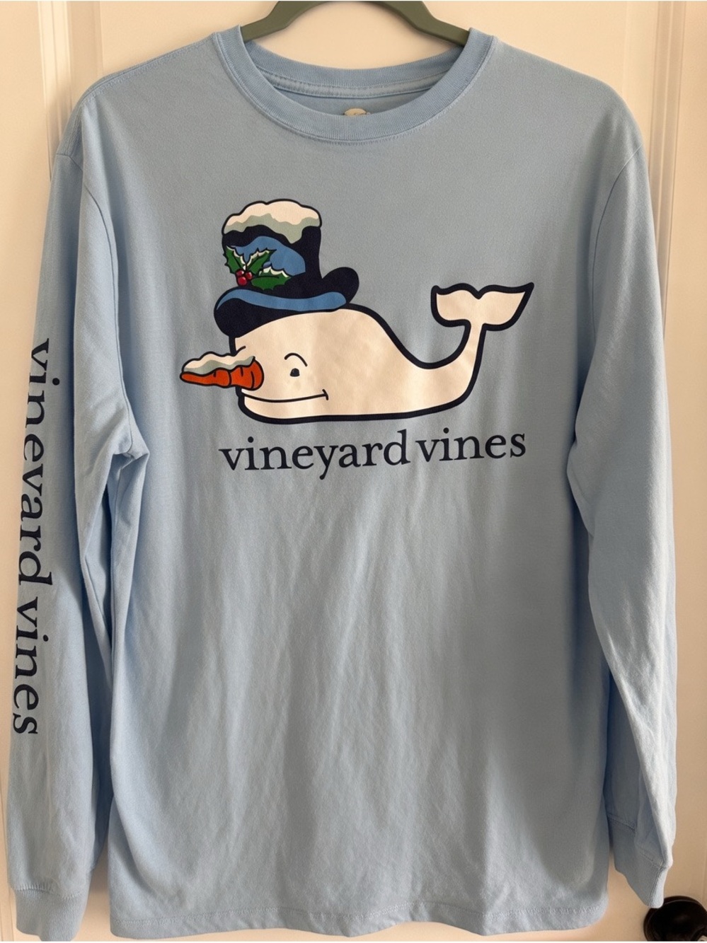 Men's Vineyard Vines Light Blue Holiday Whale Long Sleeve Tee